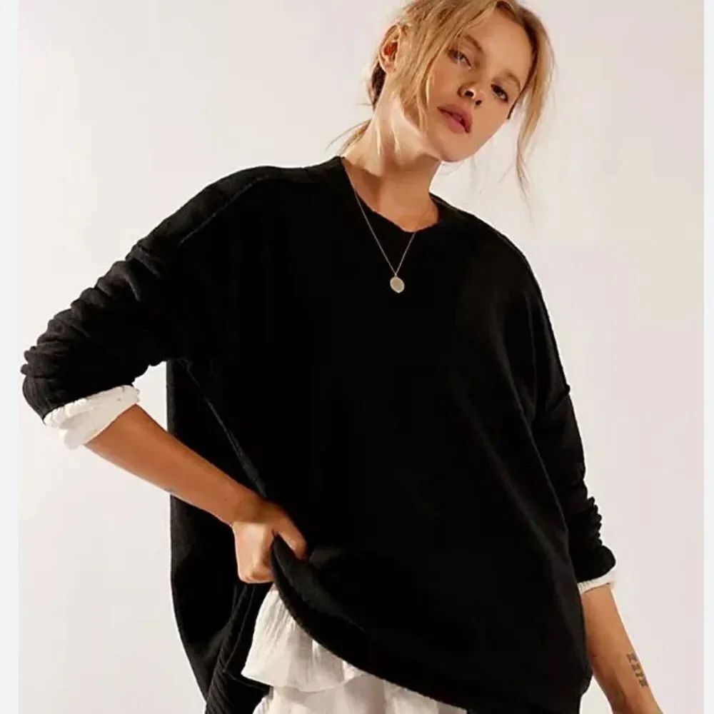 Free People Phoebe Tunic Sweater Black